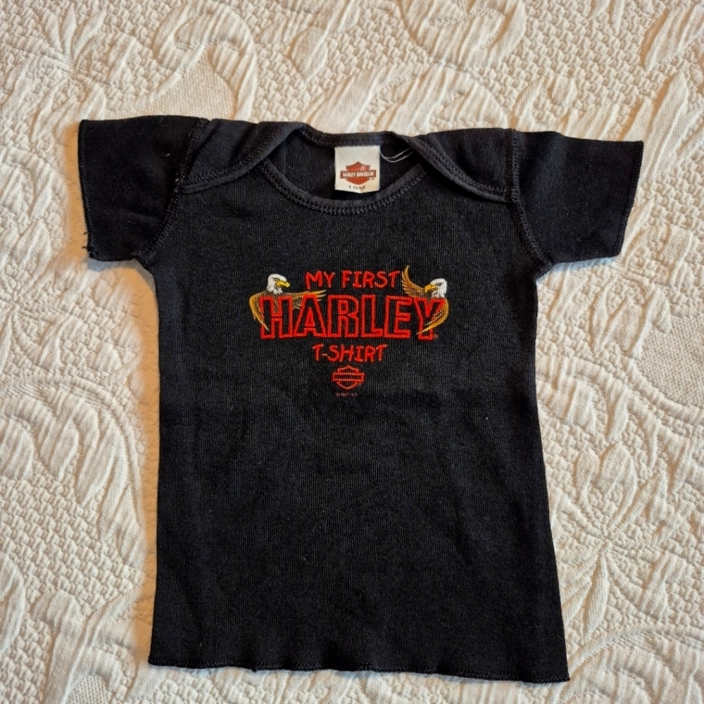 Harley Davidson 18 months black short sleeve shirt Vintage 1997 GUC